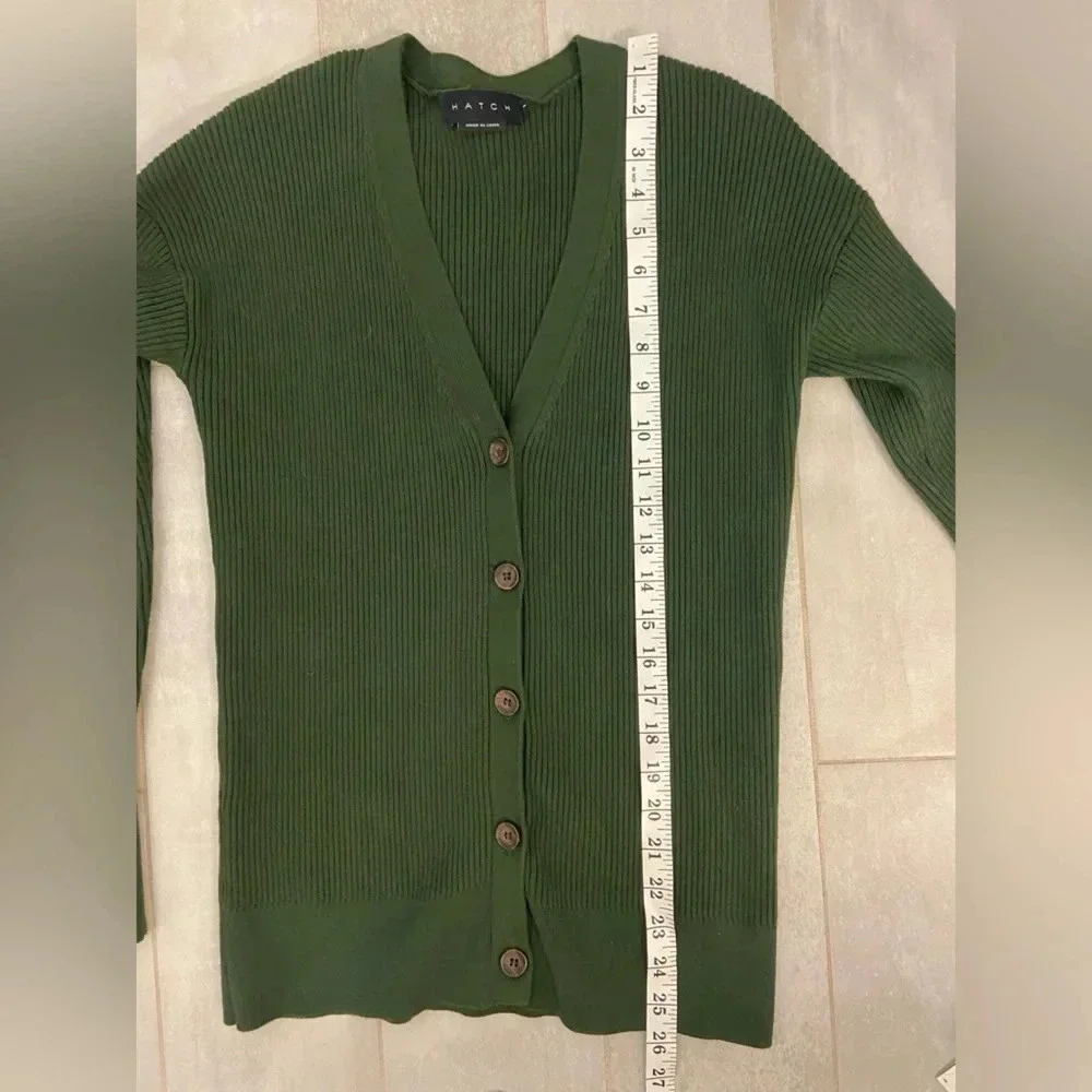 HATCH The Rib Knit Cardigan Olive Size 2 - Picture 8 of 10